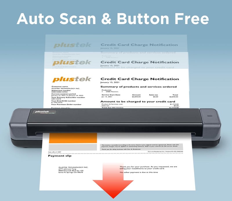 Plustek Mobile Scanner S410 Plus - Portable Sheet-Fed Document Scanner - for Windows 7 / 8 / 10 / 11, Featuring Button-Free Scanning with Included OCR Software - Image 3